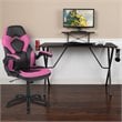 Flash Furniture Gaming Desk and Racing Swivel Chair Set in Black and Pink