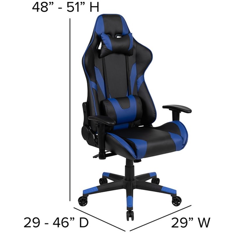 Flash Furniture Gaming Desk and Racing Reclining Chair Set in Black and Blue