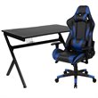 Flash Furniture Gaming Desk and Racing Reclining Chair Set in Black and Blue