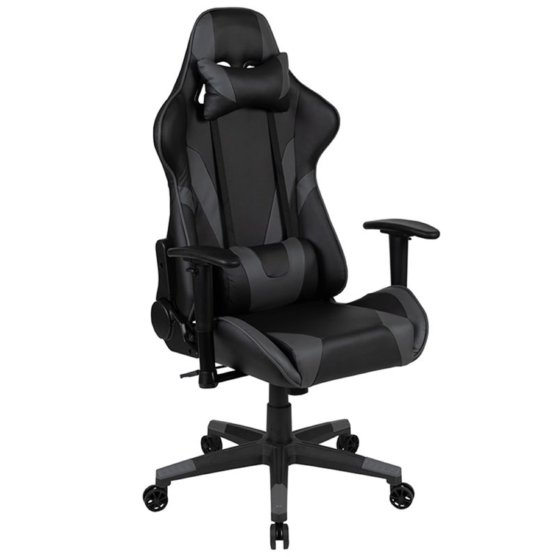 Flash Furniture Gaming Desk and Racing Reclining Chair Set in Black and Gray
