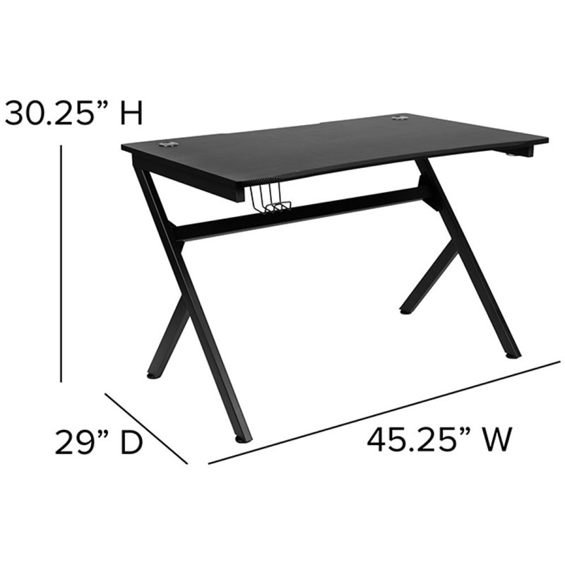 Flash Furniture Gaming Desk and Racing Reclining Chair Set in Black and Gray