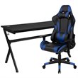 Flash Furniture Gaming Desk and Racing Reclining Chair Set in Black and Blue