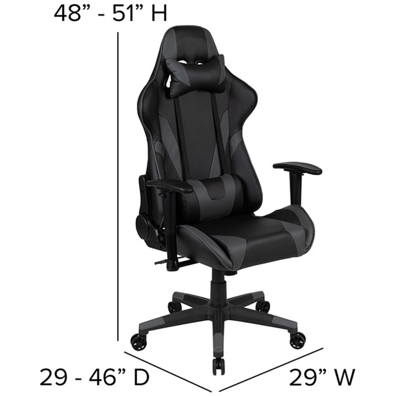 Flash Furniture Gaming Desk and Racing Reclining Chair Set in Black and Gray