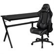 Flash Furniture Gaming Desk and Racing Reclining Chair Set in Black and Gray