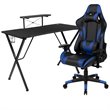 Flash Furniture Gaming Desk and Racing Reclining Chair Set in Black and Blue