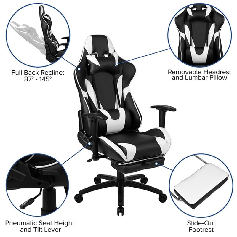 Flash Furniture Gaming Desk and Racing Reclining Chair Set in Black