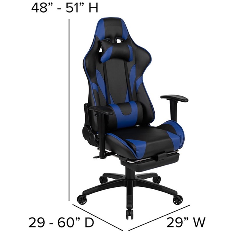 Flash Furniture Gaming Desk and Racing Reclining Chair Set in Black and Blue