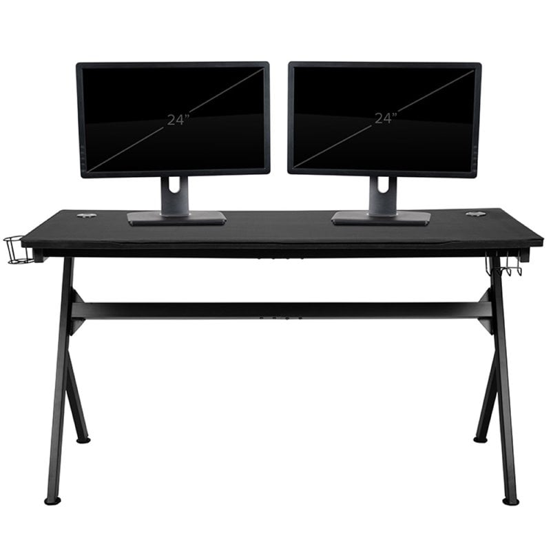 Flash Furniture Gaming Desk and Racing Reclining Chair Set in Black
