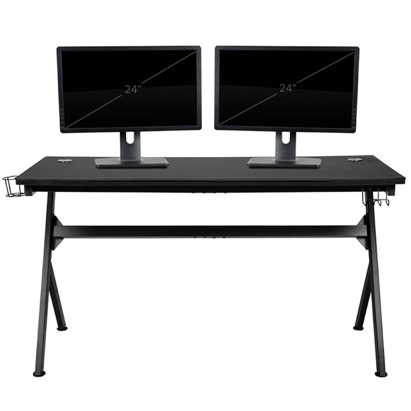 Flash Furniture Gaming Desk and Racing Reclining Chair Set in Black and Blue