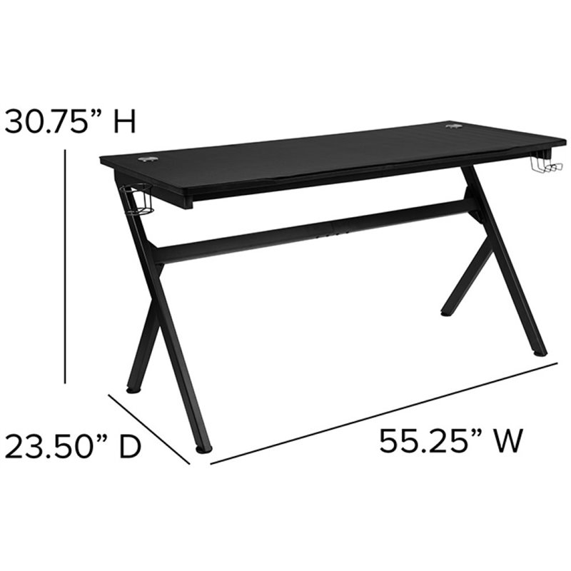 Flash Furniture Gaming Desk and Racing Reclining Chair Set in Black and Blue