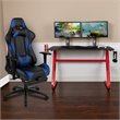 Flash Furniture Gaming Desk and Racing Reclining Chair Set in Red and Blue
