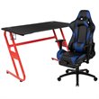 Flash Furniture Gaming Desk and Racing Reclining Chair Set in Red and Blue