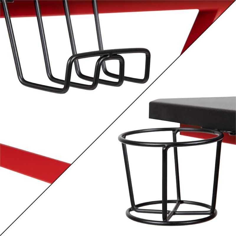 Flash Furniture Gaming Desk and Racing Reclining Chair Set in Red and Gray