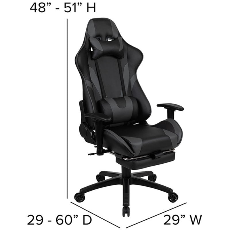 Flash Furniture Gaming Desk and Racing Reclining Chair Set in Red and Gray