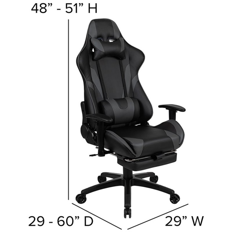 Flash Furniture Gaming Desk and Racing Reclining Chair Set in Black and Gray