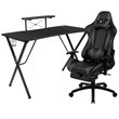 Flash Furniture Gaming Desk and Racing Reclining Chair Set in Black and Gray
