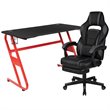 Flash Furniture Gaming Desk and Racing Reclining Chair Set in Black