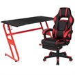Flash Furniture Gaming Desk and Racing Reclining Chair Set in Black and Red