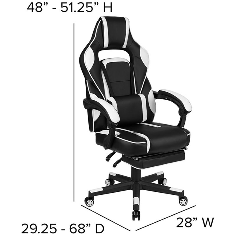 Flash Furniture Gaming Desk and Racing Reclining Chair Set in Black and White