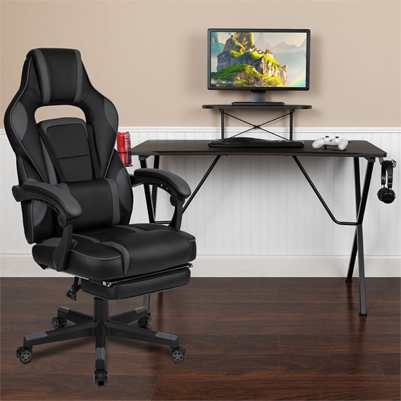Flash Furniture Gaming Desk and Racing Reclining Chair Set in Black