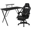 Flash Furniture Gaming Desk and Racing Reclining Chair Set in Black
