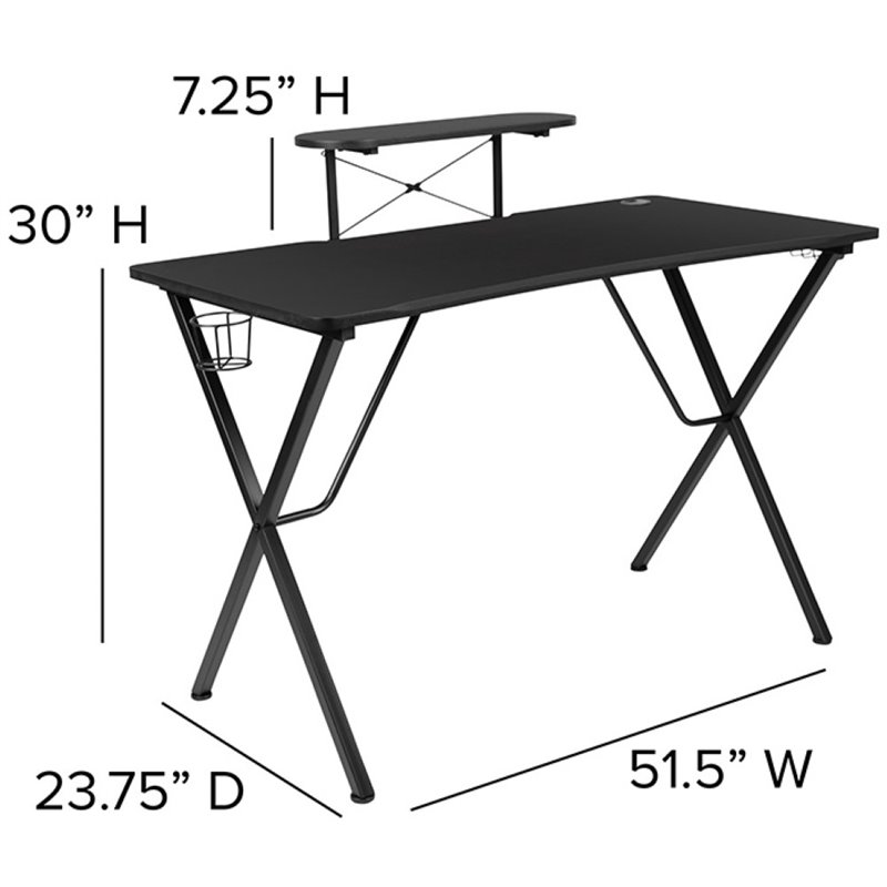 Flash Furniture Gaming Desk and Racing Reclining Chair Set in Black and White
