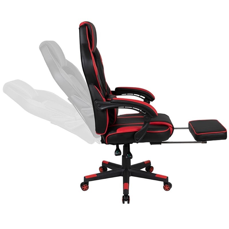 Flash Furniture X40 Leather Racing Reclining Gaming Chair in Black and Red