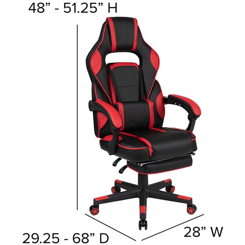 Flash Furniture X40 Leather Racing Reclining Gaming Chair in Black and Red