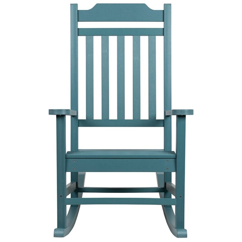 Flash Furniture Winston All-Weather Poly Resin Rocking Chair in Teal