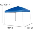 Flash Furniture 10' Square Outdoor Pop Up Canopy Tent with Carry Case in Blue