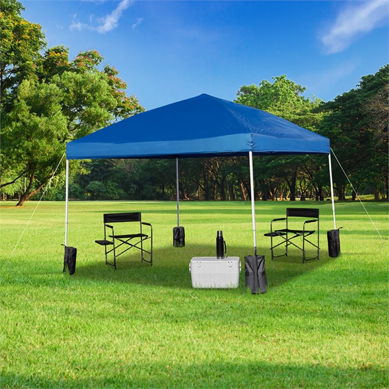 Flash Furniture 10' Square Outdoor Pop Up Canopy Tent with Sandbags in Blue