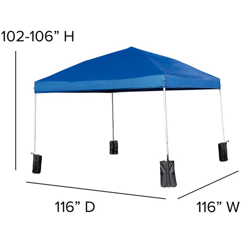 Flash Furniture 10' Square Outdoor Pop Up Canopy Tent with Sandbags in Blue