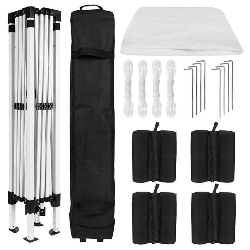 Flash Furniture 10' Square Outdoor Pop Up Canopy Tent with Sandbags in White