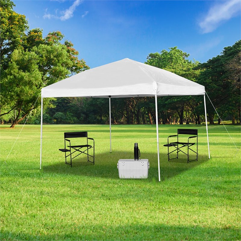 Flash Furniture 10' Square Outdoor Pop Up Canopy Tent with Carry Case in White