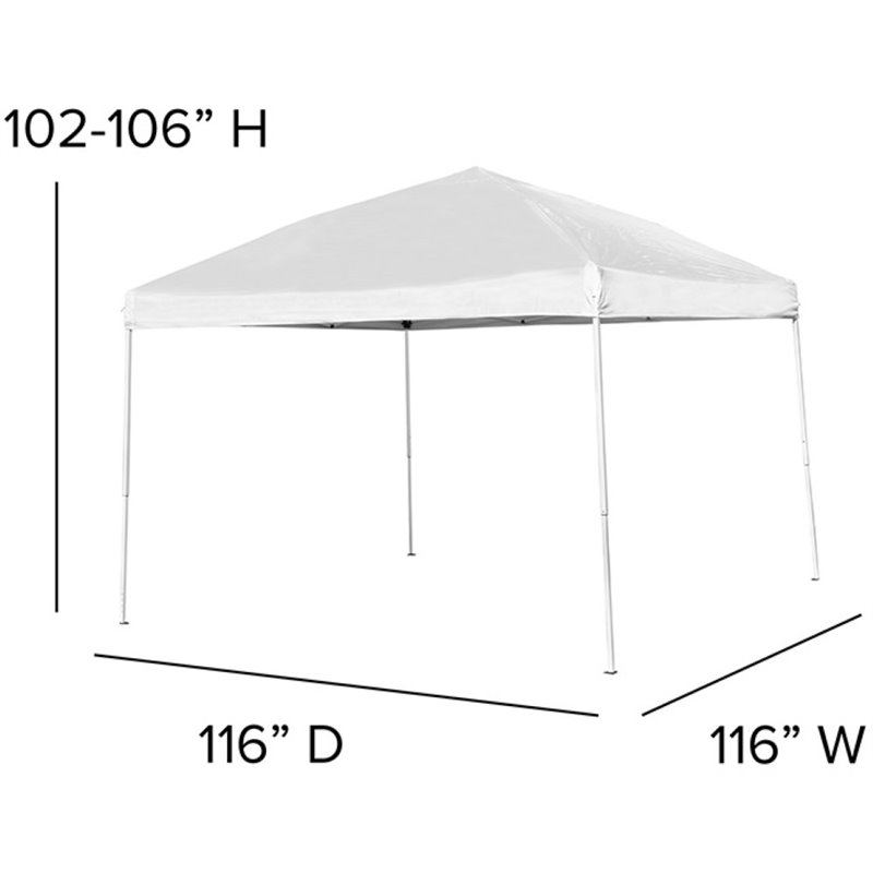 Flash Furniture 10' Square Outdoor Pop Up Canopy Tent with Carry Case in White