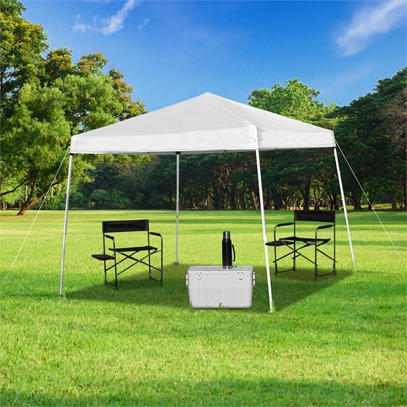 Flash Furniture 8' Square Outdoor Pop Up Canopy Tent with Carry Case in White