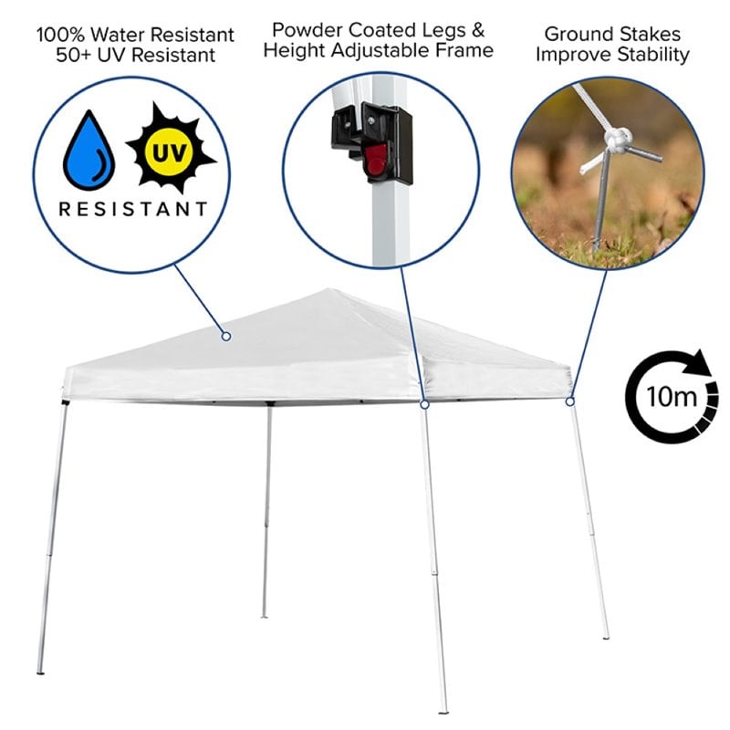 Flash Furniture 8' Square Outdoor Pop Up Canopy Tent with Carry Case in White
