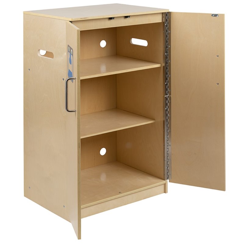 Flash Furniture Classic Wooden Play Kitchen Refrigerator in Natural