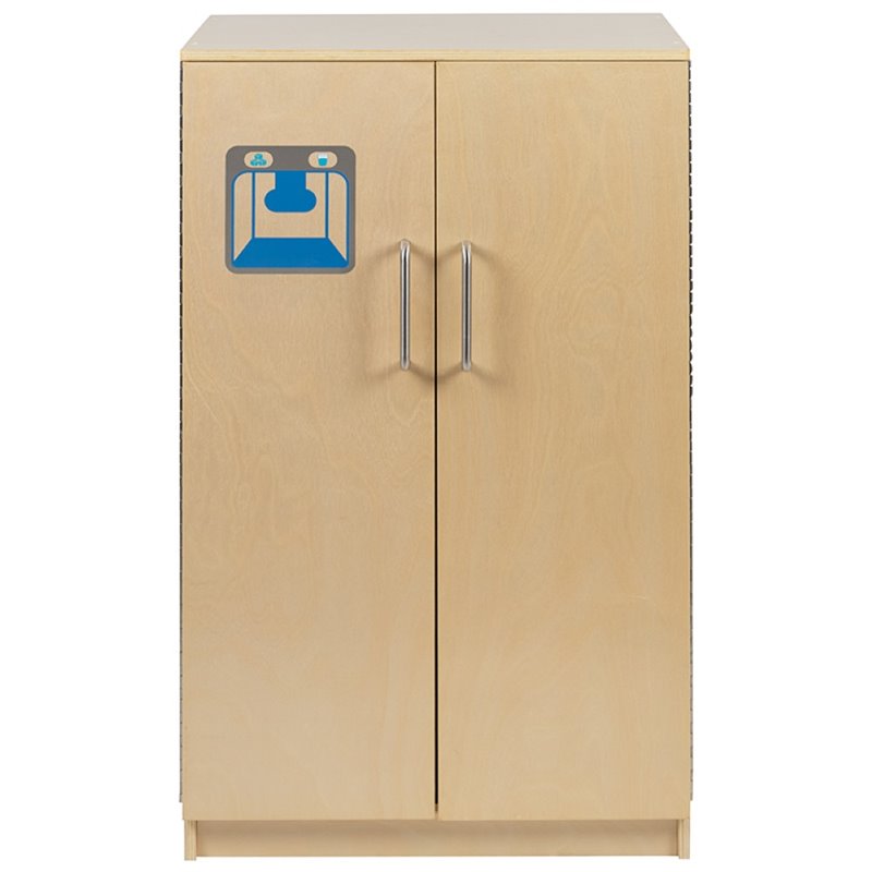 Flash Furniture Classic Wooden Play Kitchen Refrigerator in Natural
