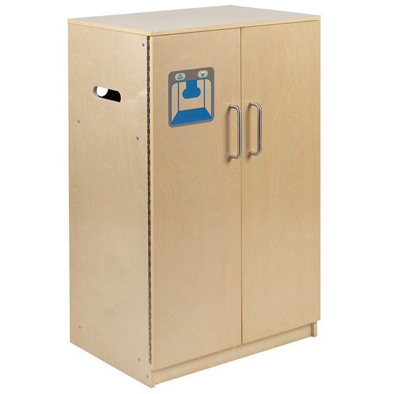 Flash Furniture Classic Wooden Play Kitchen Refrigerator in Natural