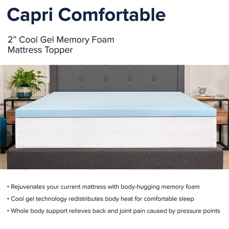 Flash Furniture Capri Comfortable Sleep 2 inch Cooling Gel Mattress Topper -Full