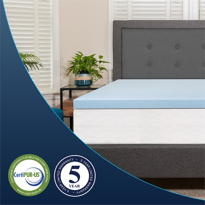 Flash Furniture Capri Comfortable Sleep 2 inch Cooling Gel Mattress Topper-Queen