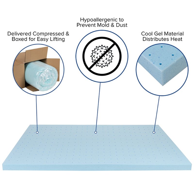 Flash Furniture Capri Comfortable Sleep 3 inch Cooling Gel Mattress Topper -Twin