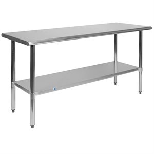 flash furniture stainless steel restaurant work table with undershelf in silver