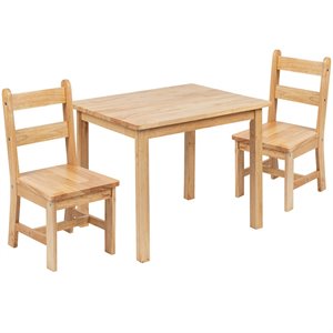 Flash Furniture 3 Piece Solid Hardwood Kids Table and Chair Set in Natural