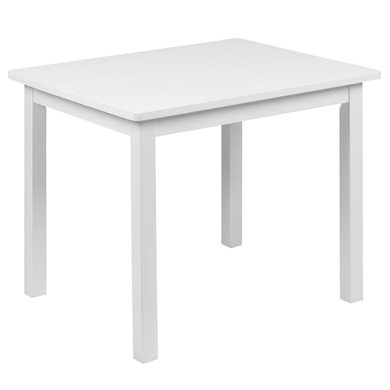 Flash Furniture 3 Piece Solid Hardwood Kids Table and Chair Set in White