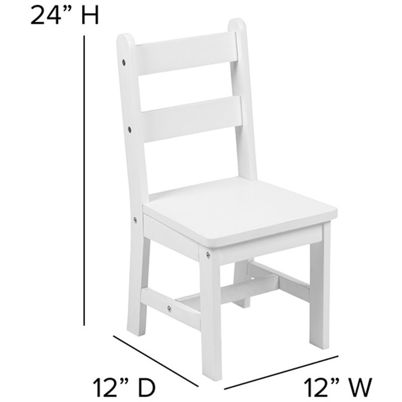 Flash Furniture 3 Piece Solid Hardwood Kids Table and Chair Set in White