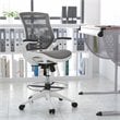 Flash Furniture Mesh Drafting Chair in Gray and White