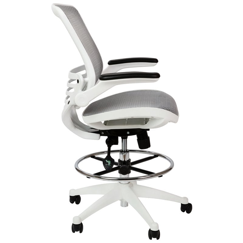Flash Furniture Mesh Drafting Chair in Gray and White