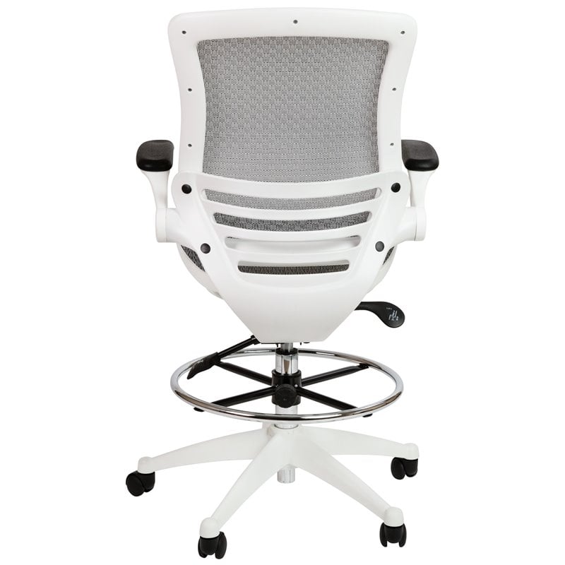 Flash Furniture Mesh Drafting Chair in Gray and White